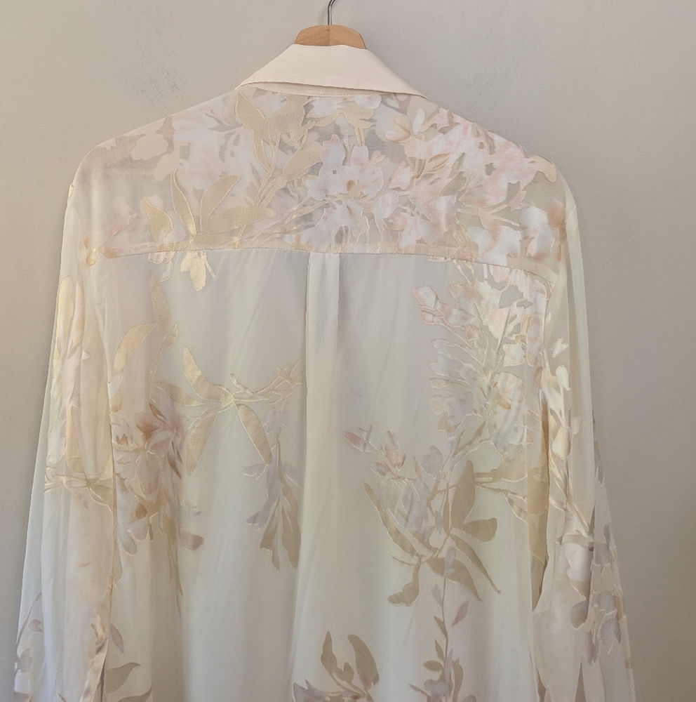 Autres Filles Cream Floral Burnout Button-up Blouse Whimsigoth - Picture 5 of 15